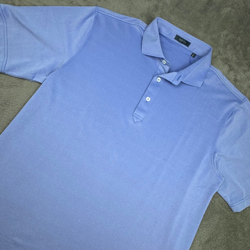 Turtleson Polo Shirt Mens Large Blue Excellent Performance Stretch Golf S/S